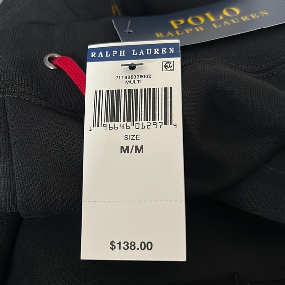 Polo Ralph Lauren Medium Joggers Black White and Red Color Block Sweatpants NWT - Picture 7 of 7